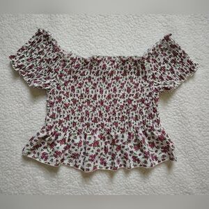 *NWOT* Live 4 Truth Women's Medium Cropped Floral Smocked Off Shoulder Top